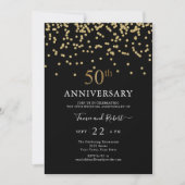 Modernes Black Gold 50. Hochzeitstag Einladung (Vorderseite)