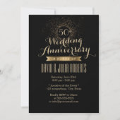 Modernes Black & Gold 50. Hochzeitstag Einladung (Vorderseite)