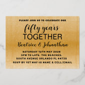 Modernes Black & Gold 50. Hochzeitstag Folieneinladung (Rückseite)