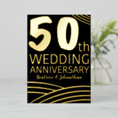 Modernes Black & Gold 50. Hochzeitstag Folieneinladung (Stehend vorne)