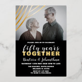 Modernes Black & Gold 50. Hochzeitstag Folieneinladung (Rückseite)