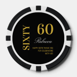 Modernes Black & Gold 60. Geburtstags Cocktail Par Pokerchips