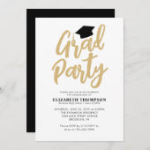 Modernes Black Gold Abschluss Uni GRAD Party Einladung (Vorne/Hinten)