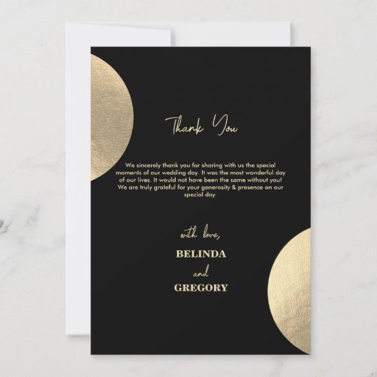 Modernes Black & Gold Abstrakt Wedding Foto Dankeskarte (Vorderseite)