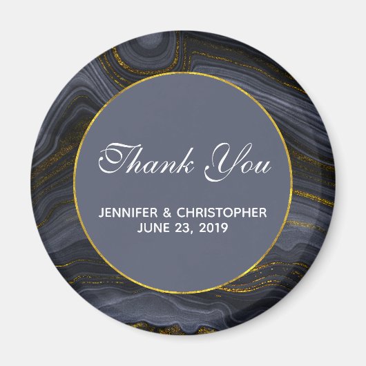 Modernes Black & Gold Agate Stone Abstrakt Vielen  Magnet (Vorne)