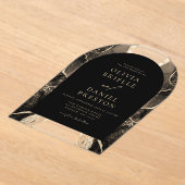 Modernes Black Gold Agate Wedding Elegant Acryleinladungen (Ablage )