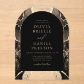 Modernes Black Gold Agate Wedding Elegant Acryleinladungen (Vorderseite)