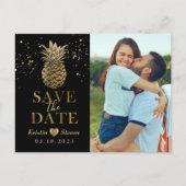 Modernes Black Gold Ananas Foto Save the Date Postkarte (Vorderseite)