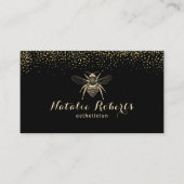 Modernes Black & Gold Beauty Salon Bienenlogo Visitenkarte (Vorderseite)