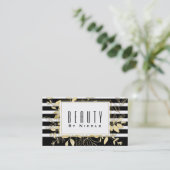 Modernes Black Gold Botanischer Glamour Elegante Visitenkarte (Stehend Vorderseite)