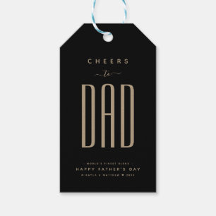 Modernes Black & Gold "Cheers to Vater" Vatertag Geschenkanhänger