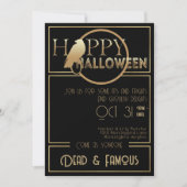 Modernes Black Gold Chic Adult Glam Halloween-Part Einladung (Vorderseite)