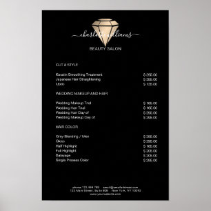Modernes Black Gold Diamond Preislisten-Poster Poster