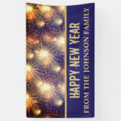 Modernes Black & Gold Fireworks Silvester Party Banner (Vertikal)