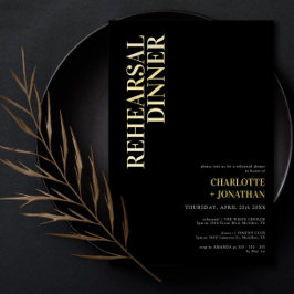 Modernes Black & Gold Foil Probe Dinner Folieneinladung