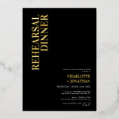 Modernes Black & Gold Foil Probe Dinner Folieneinladung (Vorderseite)