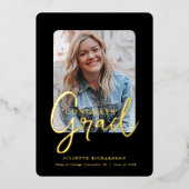 Modernes Black Gold Foto Uni-Abschluß Party Folieneinladung (Vorderseite)