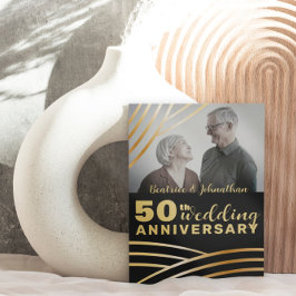 Modernes Black & Gold Foto zum 50. Hochzeitstag Einladung