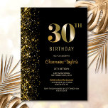 Modernes Black Gold Glitzer 30. Geburtstag Party Einladung<br><div class="desc">Dieses moderne Schwarz mit Gold Glitzer 30. Geburtstag Party Einladung verfügt über einen benutzerdefinierbaren Textbereich,  in dem Sie mühelos alle notwendigen Details für Ihre Geburtstagsfeier,  einschließlich Datum,  Uhrzeit,  Veranstaltungsort und UAWG-Informationen,  einbinden können. Für Ihre einmaligen Einladungen stehen verschiedene Papiertypen und Eckstile zur Verfügung.</div>