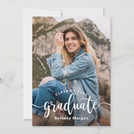 Modernes Black Gold Glitzer Balloon Abschluss Foto Einladung (Vorderseite)