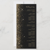 Modernes Black Gold Glitzer Edge Hochzeitsprogramm (Rückseite)