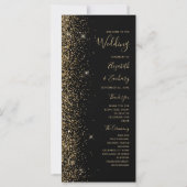 Modernes Black Gold Glitzer Edge Hochzeitsprogramm (Vorderseite)