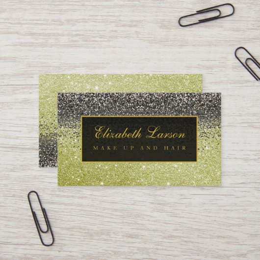Modernes Black Gold Glitzer Schönheitsmittel Visitenkarte (Vorderseite/Rückseite Beispiel)
