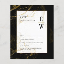 Modernes Black Gold Glitzer Wedding RSVP