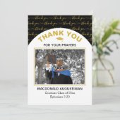 Modernes Black Gold Graduate Foto Danke Karte (Stehend Vorderseite)