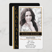 Modernes Black Gold Graduate Party Graduate Foto Einladung (Vorne/Hinten)