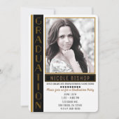 Modernes Black Gold Graduate Party Graduate Foto Einladung (Vorderseite)