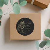 Modernes Black Gold Leaf Wedding Monogram Runder Aufkleber