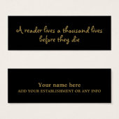 Modernes Black & Gold Lesezeichen (Vorne & Hinten)