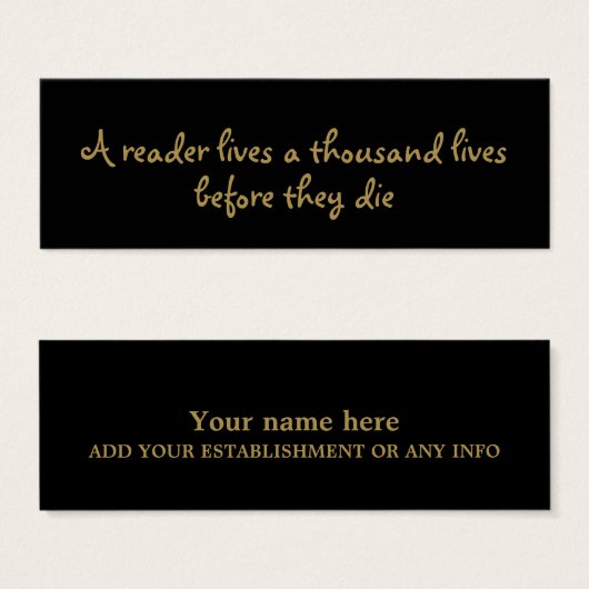 Modernes Black & Gold Lesezeichen (Vorne & Hinten)