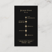 Modernes Black Gold Luxe Handwriting Monogram Visitenkarte (Rückseite)