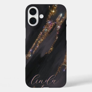 Modernes Black Gold Mit Monogramm Case - Mate iPho
