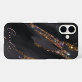 Modernes Black Gold Mit Monogramm Case - Mate iPho (Rückseite (Horizontal))