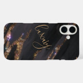 Modernes Black Gold Mit Monogramm Case - Mate iPho (Rückseite (Horizontal))