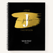 Modernes Black & Gold Monogram ErstNotebook Notizblock (Vorderseite)