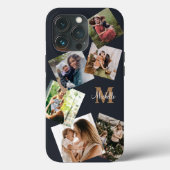 Modernes Black & Gold Monogram Multi-Foto Case-Mate iPhone Hülle (Rückseite)