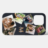 Modernes Black & Gold Monogram Multi-Foto Case-Mate iPhone Hülle (Rückseite (Horizontal))