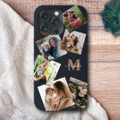 Modernes Black & Gold Monogram Multi-Foto Case-Mate iPhone Hülle