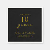 Modernes Black Gold Party zum 10. Hochzeitstag Serviette (Vorderseite)