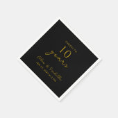 Modernes Black Gold Party zum 10. Hochzeitstag Serviette (Ecke)