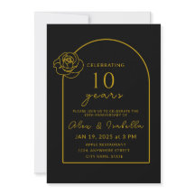 Modernes Black & Gold Party zum 10. Jahrestag der