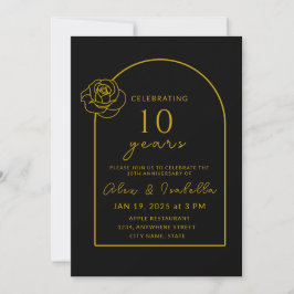 Modernes Black & Gold Party zum 10. Jahrestag der Einladung