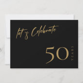 Modernes Black & Gold: Personalisiert 50 Jahre alt Einladung (Vorderseite)