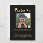 Modernes Black Gold Pinselstrich Graduate 2 Fotos Ankündigung (Rückseite)