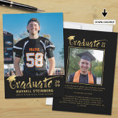 Modernes Black Gold Pinselstrich Graduate 2 Fotos Ankündigung