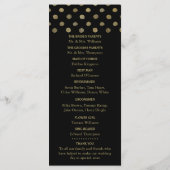 Modernes Black & Gold Polka Dots Hochzeitsprogramm Programm (Rückseite)